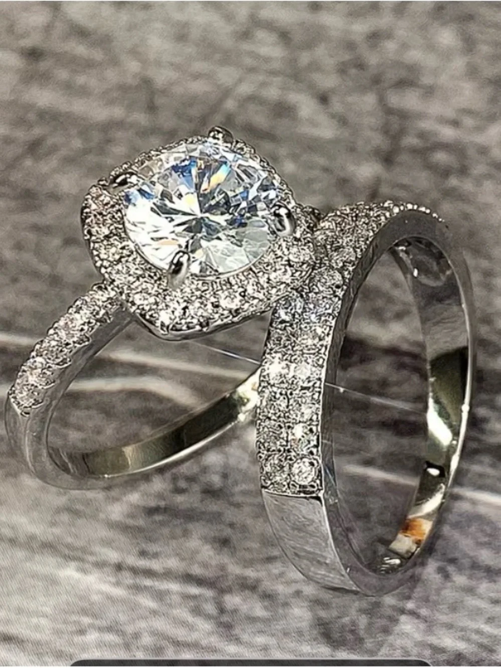 Cushion Halo Fashion Ring | Sparkly Statement Ring | White Gold Plated Alloy
